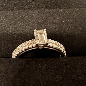 14k White Gold IGI Emerald Cut Diamond Engagement Ring 43 Diamonds 1.25 Cttw